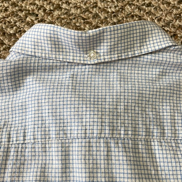 Collezione Cotton Shadow Check Long Sleeve Button Down Shirt - White/Blue - Picture 6 of 13
